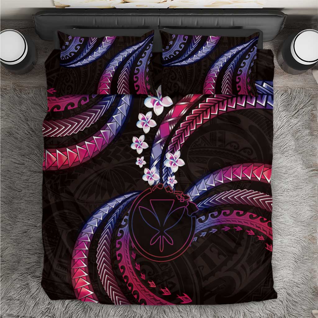 Hawaii Map Kanaka Maoli Bedding Set Fantastic Frangipani Sweet Dream LT01 Pink - Polynesian Pride