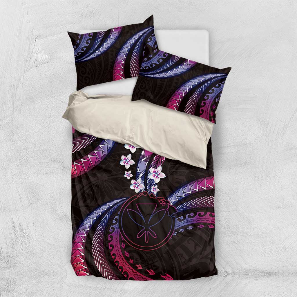 Hawaii Map Kanaka Maoli Bedding Set Fantastic Frangipani Sweet Dream LT01 US Twin 172cm x 218cm Pink - Polynesian Pride