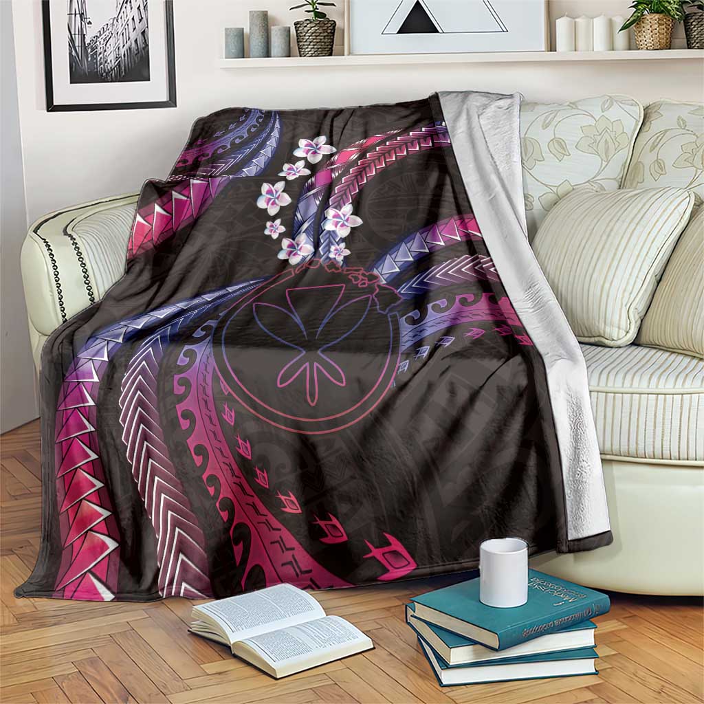 Hawaii Map Kanaka Maoli Blanket Fantastic Frangipani Sweet Dream LT01 Pink - Polynesian Pride