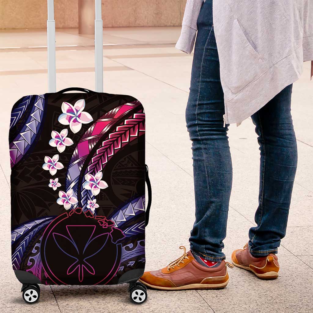 Hawaii Map Kanaka Maoli Luggage Cover Fantastic Frangipani Sweet Dream LT01 Pink - Polynesian Pride