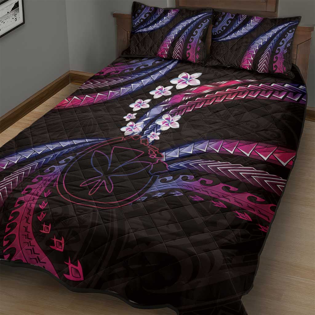 Hawaii Map Kanaka Maoli Quilt Bed Set Fantastic Frangipani Sweet Dream LT01 - Polynesian Pride