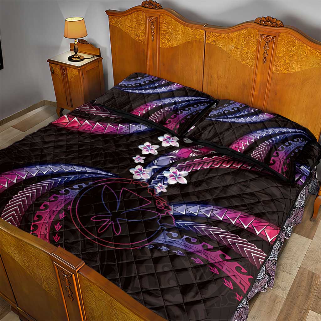 Hawaii Map Kanaka Maoli Quilt Bed Set Fantastic Frangipani Sweet Dream LT01 - Polynesian Pride