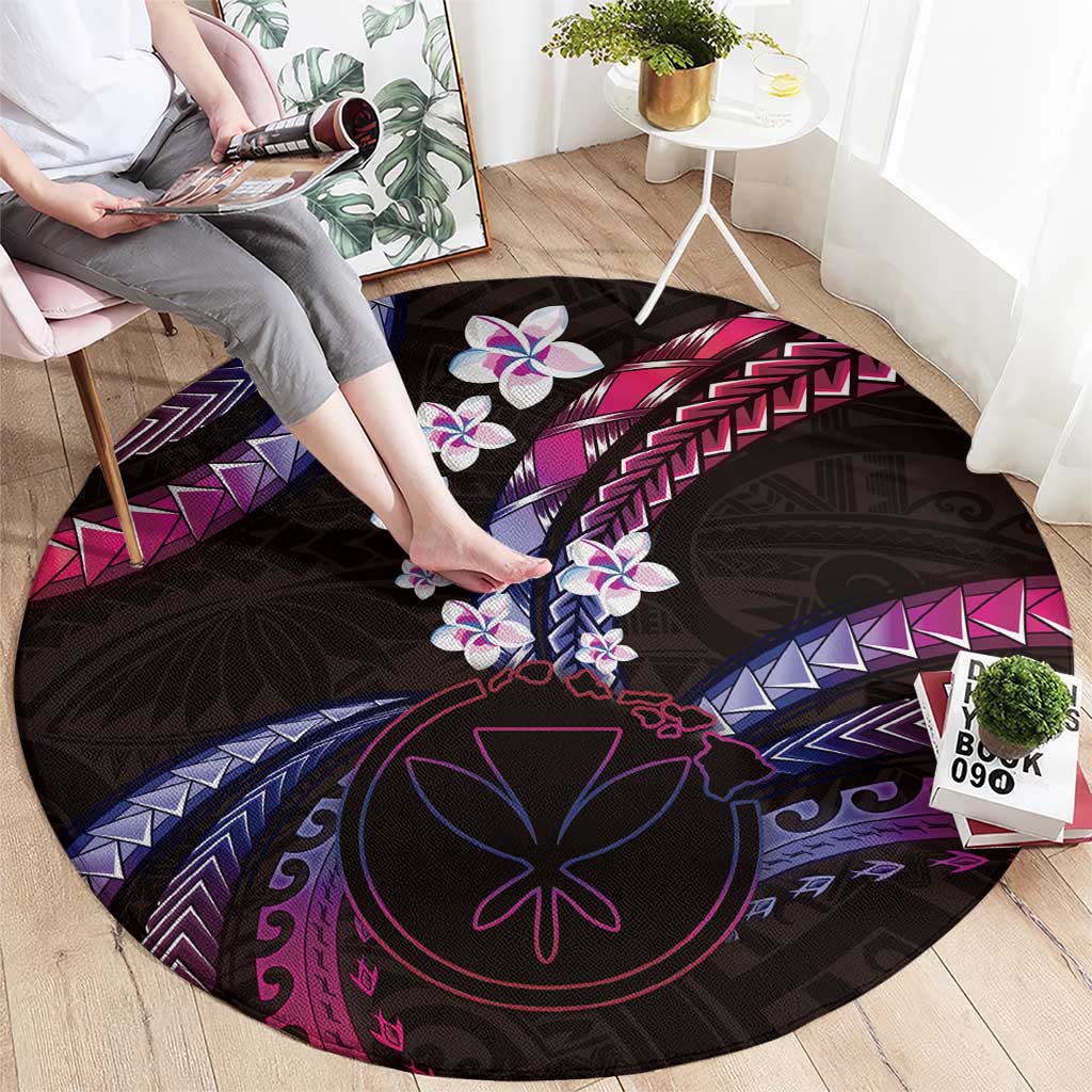 Hawaii Map Kanaka Maoli Round Carpet Fantastic Frangipani Sweet Dream LT01 - Polynesian Pride