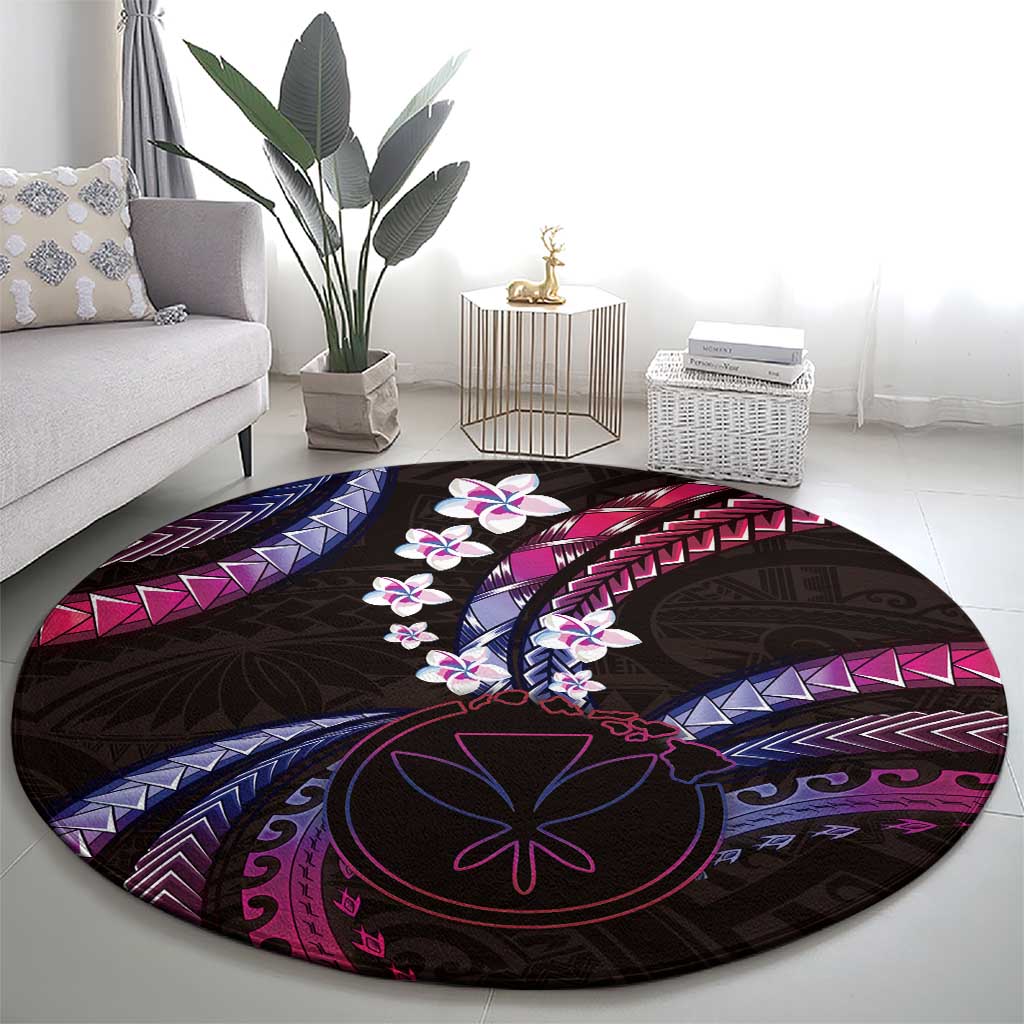 Hawaii Map Kanaka Maoli Round Carpet Fantastic Frangipani Sweet Dream LT01 - Polynesian Pride