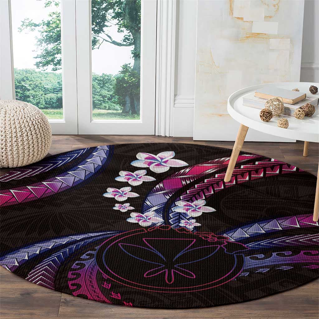 Hawaii Map Kanaka Maoli Round Carpet Fantastic Frangipani Sweet Dream LT01 - Polynesian Pride