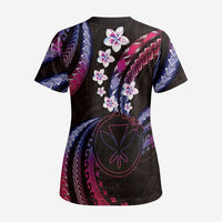 Hawaii Map Kanaka Maoli Scrub Top Fantastic Frangipani Sweet Dream LT01 - Polynesian Pride