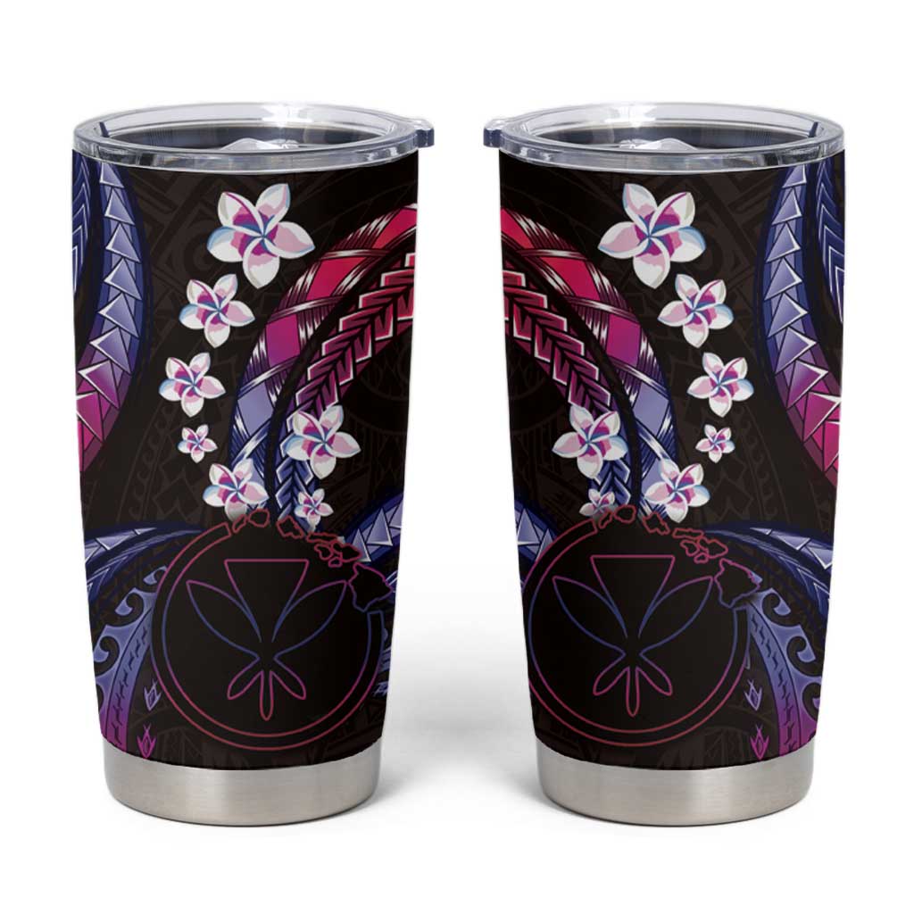 Hawaii Map Kanaka Maoli Tumbler Cup Fantastic Frangipani Sweet Dream LT01 Pink - Polynesian Pride