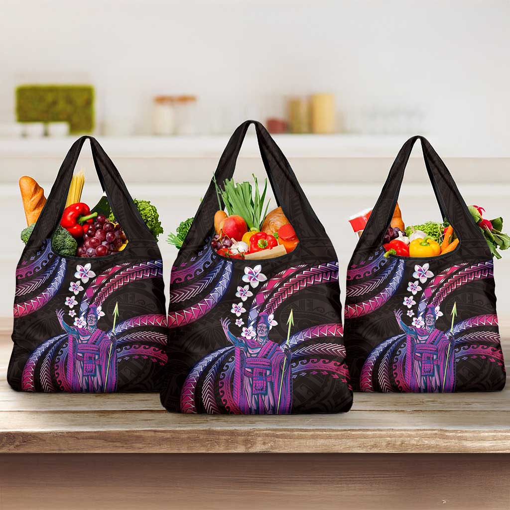 Hawaii King Kamehameha Grocery Bag Fantastic Plumeria Sweet Vibes LT01 3-pack One Size Pink - Polynesian Pride