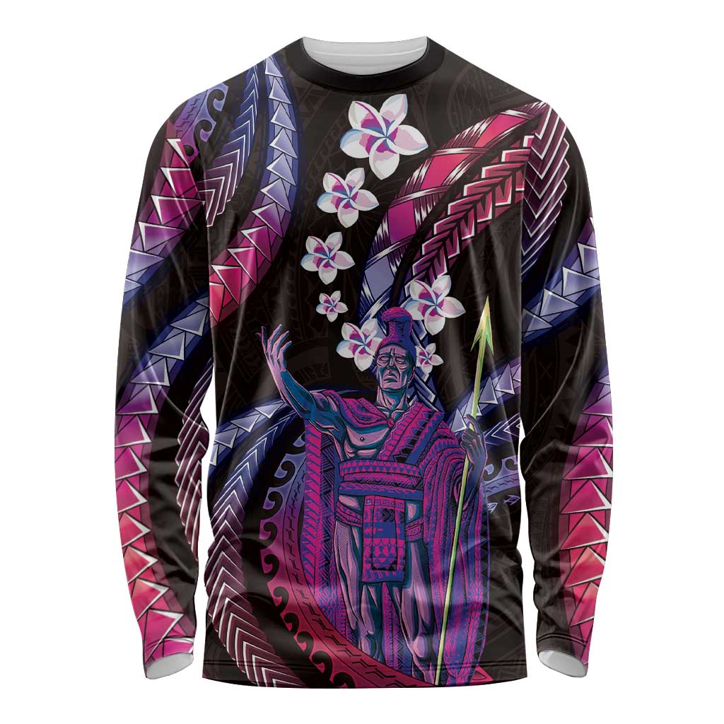 Hawaii King Kamehameha Long Sleeve Shirt Fantastic Plumeria Sweet Vibes LT01 Unisex Pink - Polynesian Pride