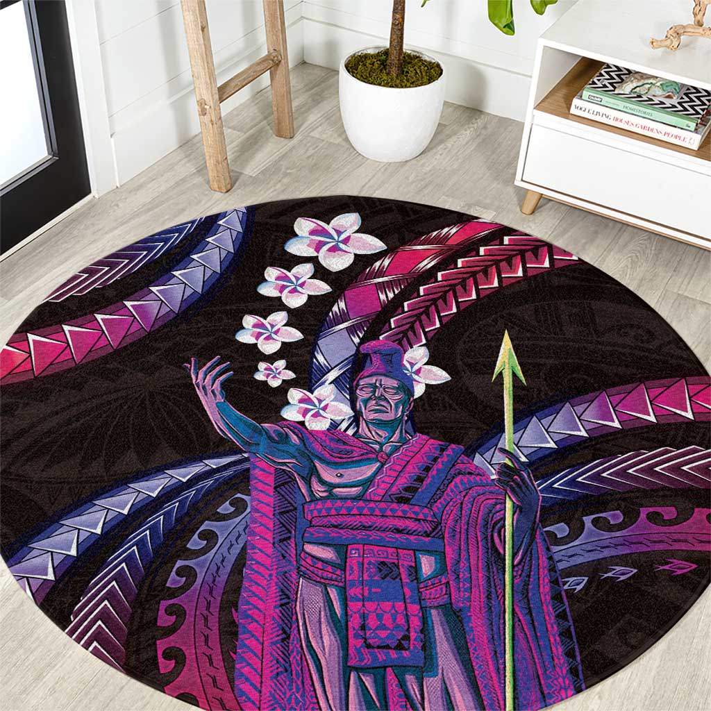 Hawaii King Kamehameha Round Carpet Fantastic Plumeria Sweet Vibes LT01 Pink - Polynesian Pride