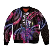 Hawaii King Kamehameha Sleeve Zip Bomber Jacket Fantastic Plumeria Sweet Vibes LT01 Unisex Pink - Polynesian Pride