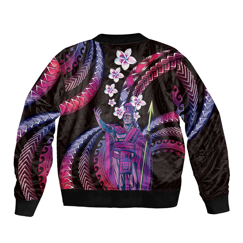 Hawaii King Kamehameha Sleeve Zip Bomber Jacket Fantastic Plumeria Sweet Vibes LT01 - Polynesian Pride