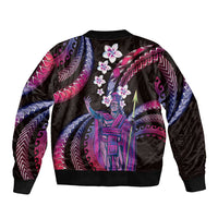 Hawaii King Kamehameha Sleeve Zip Bomber Jacket Fantastic Plumeria Sweet Vibes LT01 - Polynesian Pride