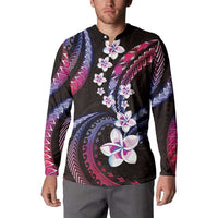 Hawaii Plumeria Button Sweatshirt Sweet Gradient Polynesian Pattern LT01 - Polynesian Pride