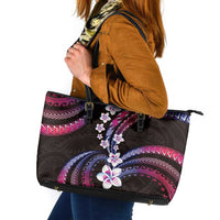 Hawaii Plumeria Leather Tote Bag Sweet Gradient Polynesian Pattern LT01 Pink - Polynesian Pride