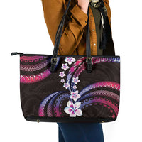 Hawaii Plumeria Leather Tote Bag Sweet Gradient Polynesian Pattern LT01 - Polynesian Pride