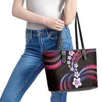 Hawaii Plumeria Leather Tote Bag Sweet Gradient Polynesian Pattern LT01 - Polynesian Pride