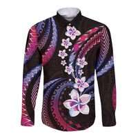 Hawaii Plumeria Long Sleeve Button Shirt Sweet Gradient Polynesian Pattern LT01 Unisex Pink - Polynesian Pride