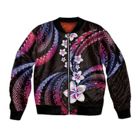 Hawaii Plumeria Sleeve Zip Bomber Jacket Sweet Gradient Polynesian Pattern LT01 Unisex Pink - Polynesian Pride