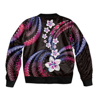 Hawaii Plumeria Sleeve Zip Bomber Jacket Sweet Gradient Polynesian Pattern LT01 - Polynesian Pride