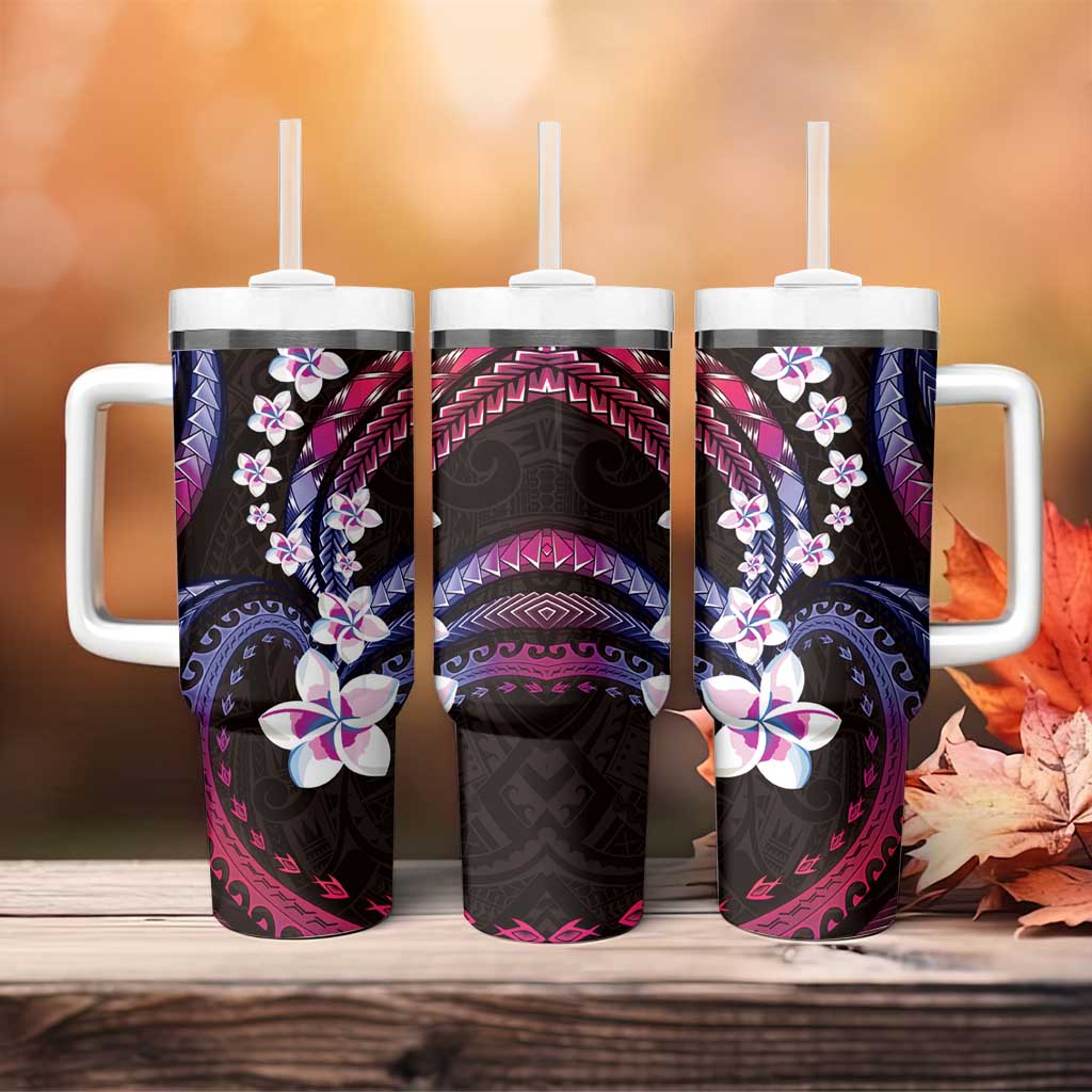 Hawaii Plumeria Tumbler With Handle Sweet Gradient Polynesian Pattern LT01 - Polynesian Pride