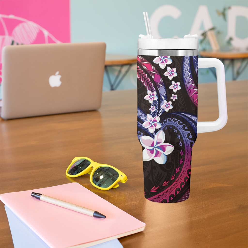 Hawaii Plumeria Tumbler With Handle Sweet Gradient Polynesian Pattern LT01 - Polynesian Pride