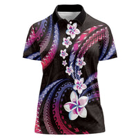 Hawaii Plumeria Women Polo Shirt Sweet Gradient Polynesian Pattern LT01 Female Pink - Polynesian Pride
