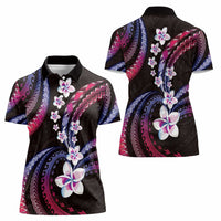 Hawaii Plumeria Women Polo Shirt Sweet Gradient Polynesian Pattern LT01 - Polynesian Pride