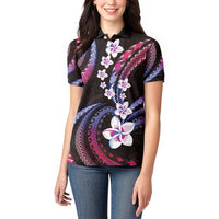Hawaii Plumeria Women Polo Shirt Sweet Gradient Polynesian Pattern LT01 - Polynesian Pride