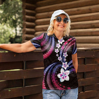 Hawaii Plumeria Women Polo Shirt Sweet Gradient Polynesian Pattern LT01 - Polynesian Pride