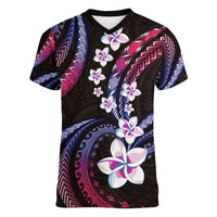 Hawaii Plumeria Women V-Neck T-Shirt Sweet Gradient Polynesian Pattern LT01 Female Pink - Polynesian Pride