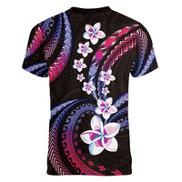 Hawaii Plumeria Women V-Neck T-Shirt Sweet Gradient Polynesian Pattern LT01 - Polynesian Pride