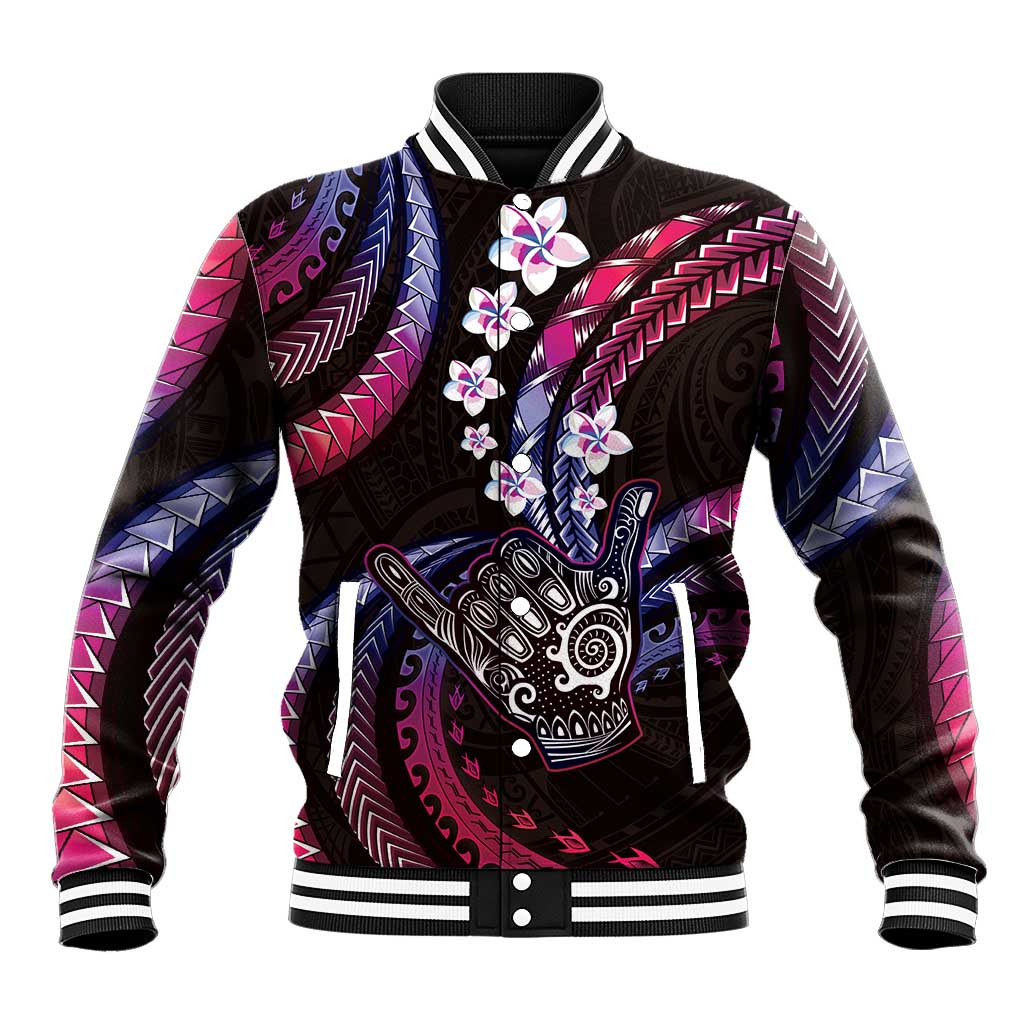 Hawaii Shaka Sign Baseball Jacket Fantastic Frangipani Sweet Vibes LT01 Unisex Pink - Polynesian Pride