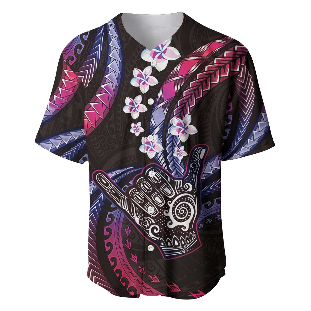 Hawaii Shaka Sign Baseball Jersey Fantastic Frangipani Sweet Vibes LT01 Pink - Polynesian Pride