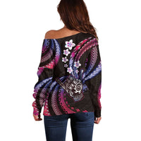 Hawaii Shaka Sign Off Shoulder Sweater Fantastic Frangipani Sweet Vibes LT01 - Polynesian Pride