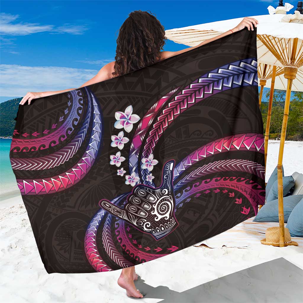 Hawaii Shaka Sign Sarong Fantastic Frangipani Sweet Vibes LT01 One Size 44 x 66 inches Pink - Polynesian Pride