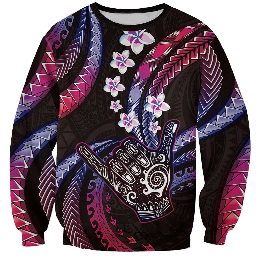 Hawaii Shaka Sign Sweatshirt Fantastic Frangipani Sweet Vibes LT01 Unisex Pink - Polynesian Pride