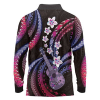 Hawaiian Ukulele Long Sleeve Polo Shirt Sweet Dream Fantastic Plumeria LT01 - Polynesian Pride