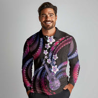 Hawaiian Ukulele Long Sleeve Polo Shirt Sweet Dream Fantastic Plumeria LT01 - Polynesian Pride