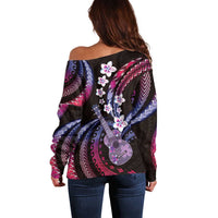 Hawaiian Ukulele Off Shoulder Sweater Sweet Dream Fantastic Plumeria LT01 - Polynesian Pride