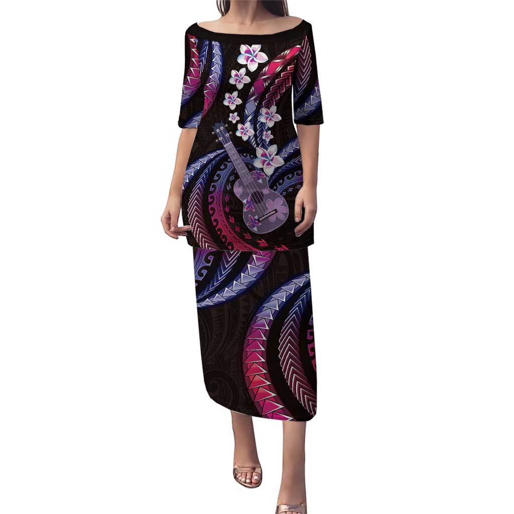 Hawaiian Ukulele Puletasi Sweet Dream Fantastic Plumeria LT01 Long Dress Pink - Polynesian Pride