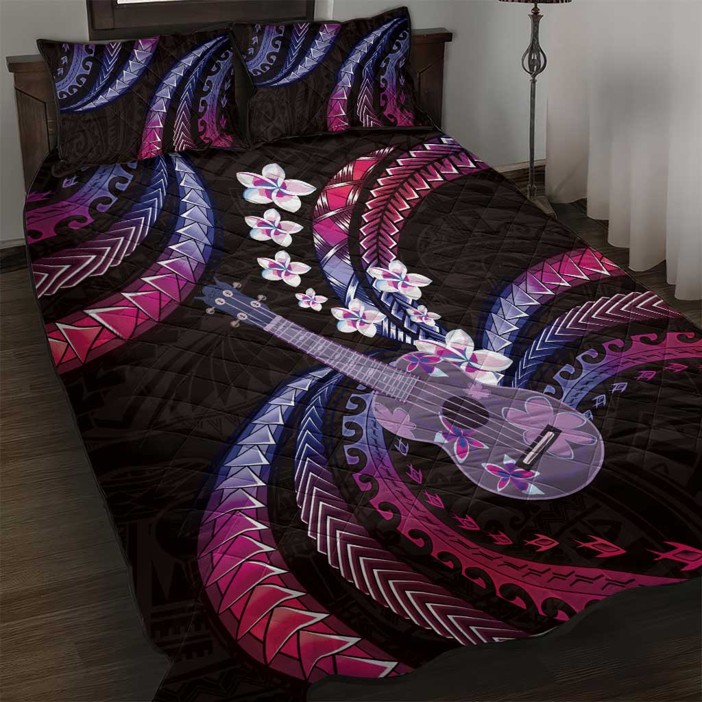 Hawaiian Ukulele Quilt Bed Set Sweet Dream Fantastic Plumeria LT01 Pink - Polynesian Pride