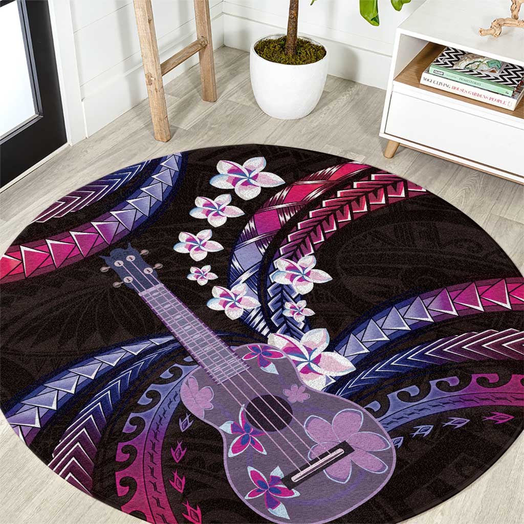 Hawaiian Ukulele Round Carpet Sweet Dream Fantastic Plumeria LT01 Pink - Polynesian Pride