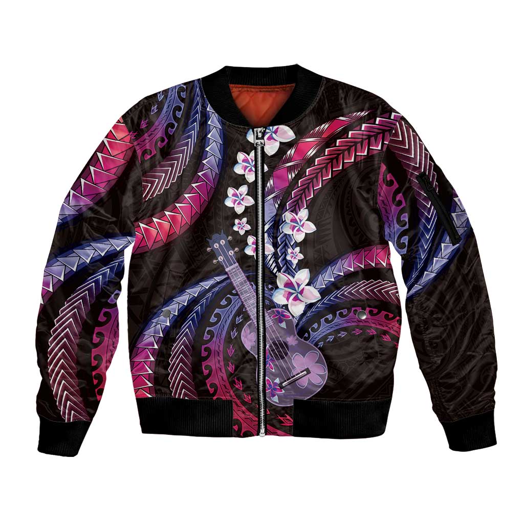 Hawaiian Ukulele Sleeve Zip Bomber Jacket Sweet Dream Fantastic Plumeria LT01 Unisex Pink - Polynesian Pride