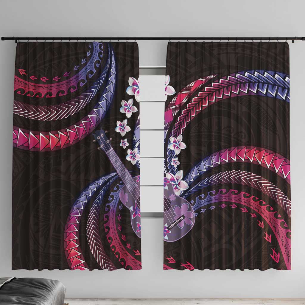 Hawaiian Ukulele Window Curtain Sweet Dream Fantastic Plumeria LT01 With Hooks Pink - Polynesian Pride