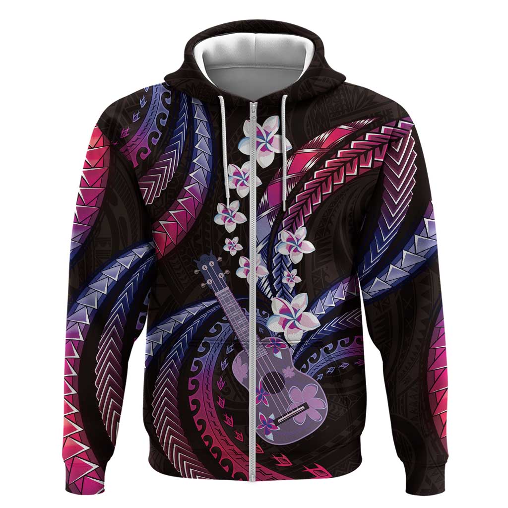 Hawaiian Ukulele Zip Hoodie Sweet Dream Fantastic Plumeria LT01 Zip Hoodie Pink - Polynesian Pride