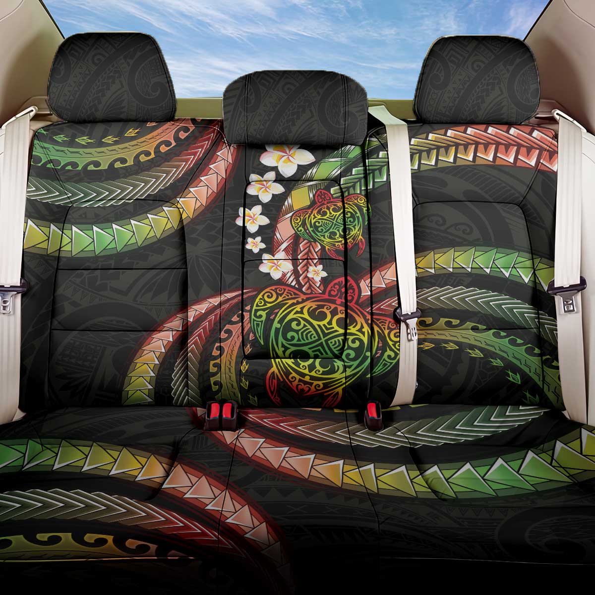 Hawaii Turtles Plumeria Back Car Seat Cover Reggae Polynesian Pattern LT01 One Size Reggae - Polynesian Pride