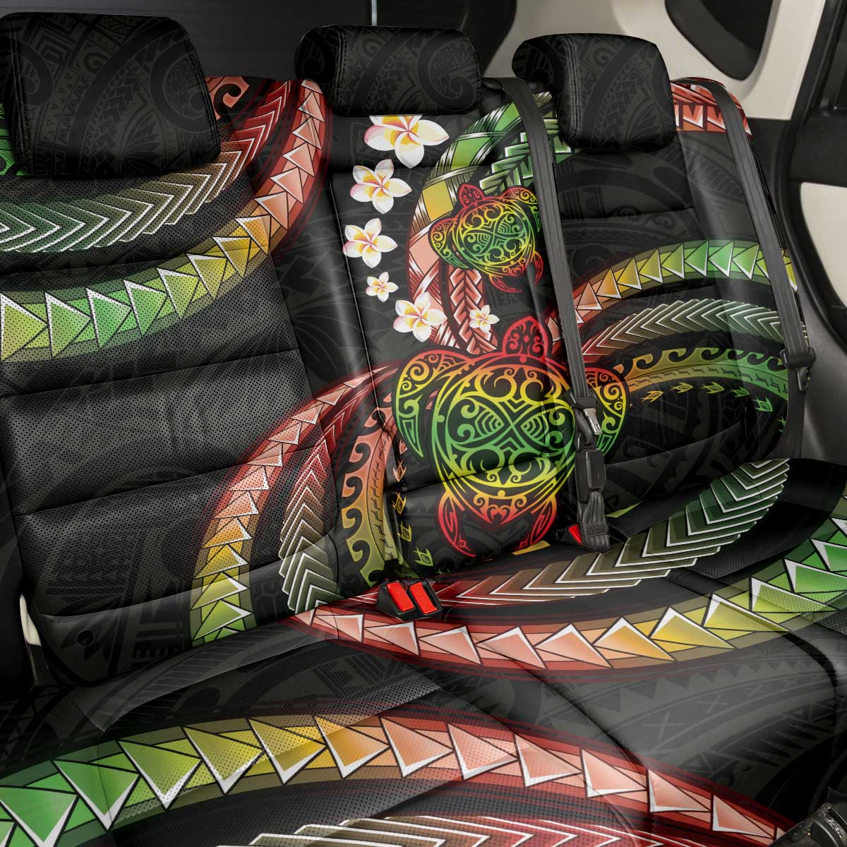 Hawaii Turtles Plumeria Back Car Seat Cover Reggae Polynesian Pattern LT01 - Polynesian Pride