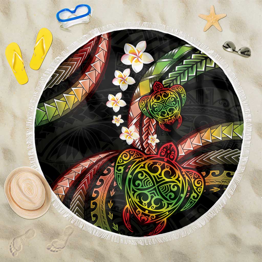 Hawaii Turtles Plumeria Beach Blanket Reggae Polynesian Pattern LT01 One Size 150cm Reggae - Polynesian Pride