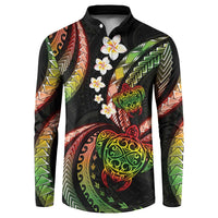 Hawaii Turtles Plumeria Button Sweatshirt Reggae Polynesian Pattern LT01 Reggae - Polynesian Pride